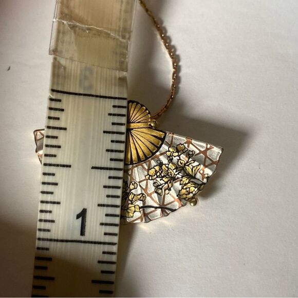 Reed & Barton Vintage Damascene Fan Pendant and Necklace - Picture 6 of 7